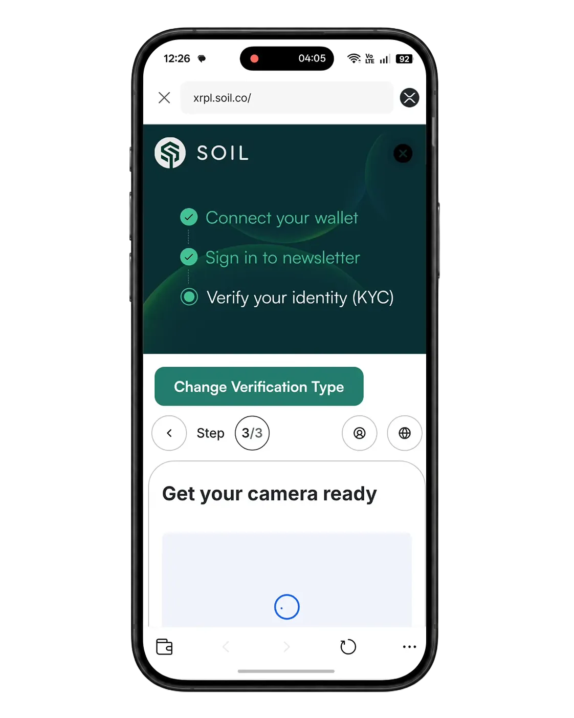 Sumsub liveness check screen